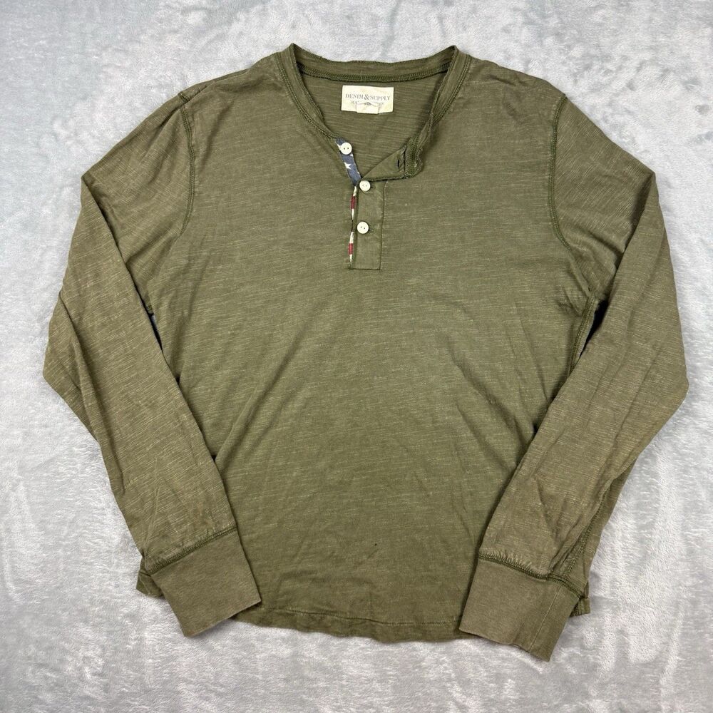 Denim & Supply Ralph Lauren Henley Shirt Men’s Medium Olive Green Long Sleeve